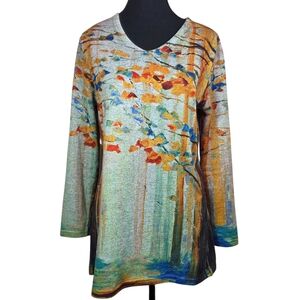 Miss Nikky Nature-Inspired V-Neck Sweater Size Small